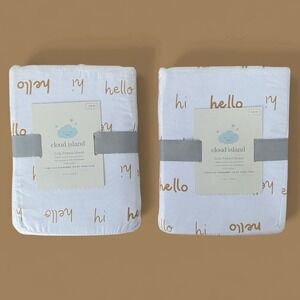 Cloud‎ Island Flannel Crib Sheet 2 Pack 100% Cotton Hello Neutral Baby Nursery